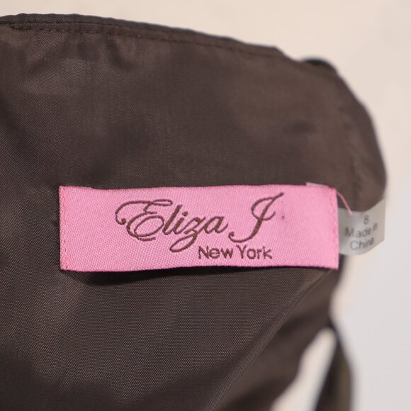 NWT ELIZA J Vintage One Shoulder Strap Midi Dress with Patticoat in Brown Size 8 - Picture 7 of 9